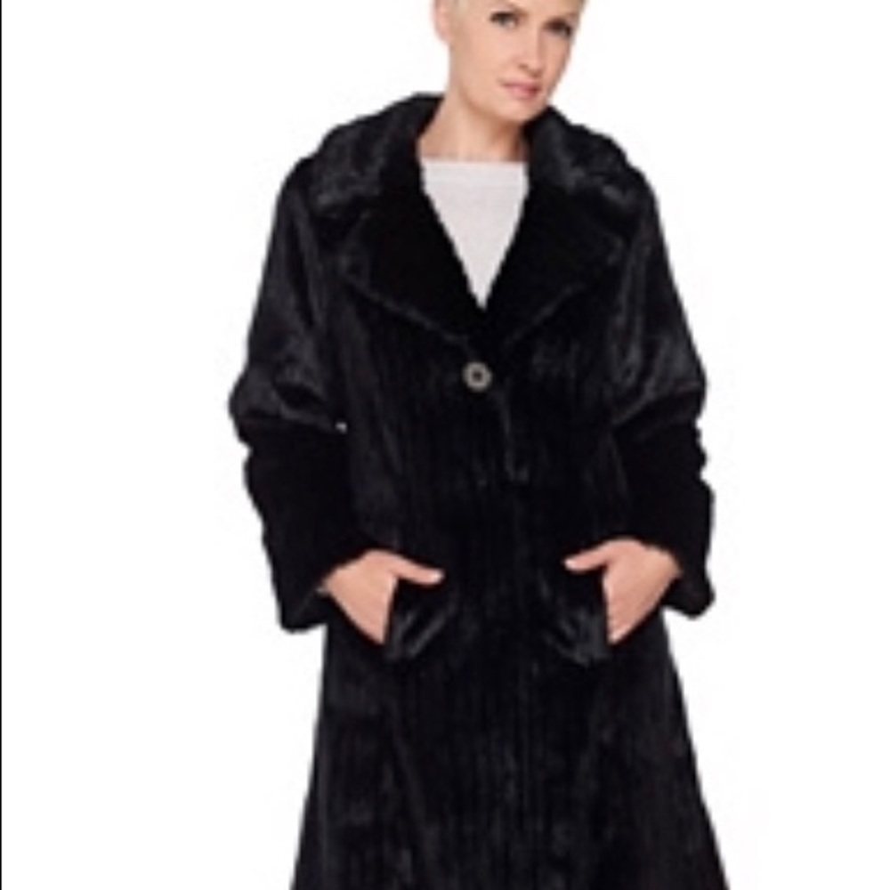 Knee Length Faux Mink Coat Large